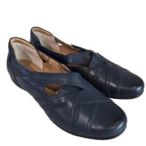 Array Cheyn Wale navy Loafer size12 Leather Upper Slip-On Shoes Cutout Design